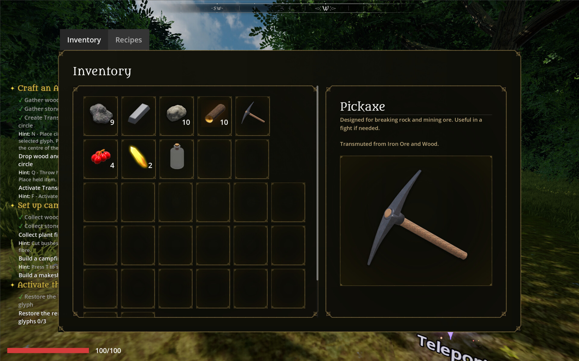 Inventory screen